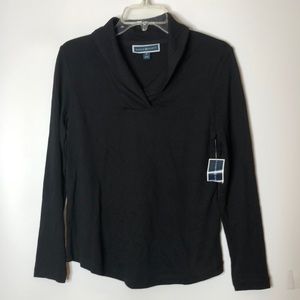 NWT  Karen Scott Womens Black Top Knit Stretch XS Extra Small new with tags